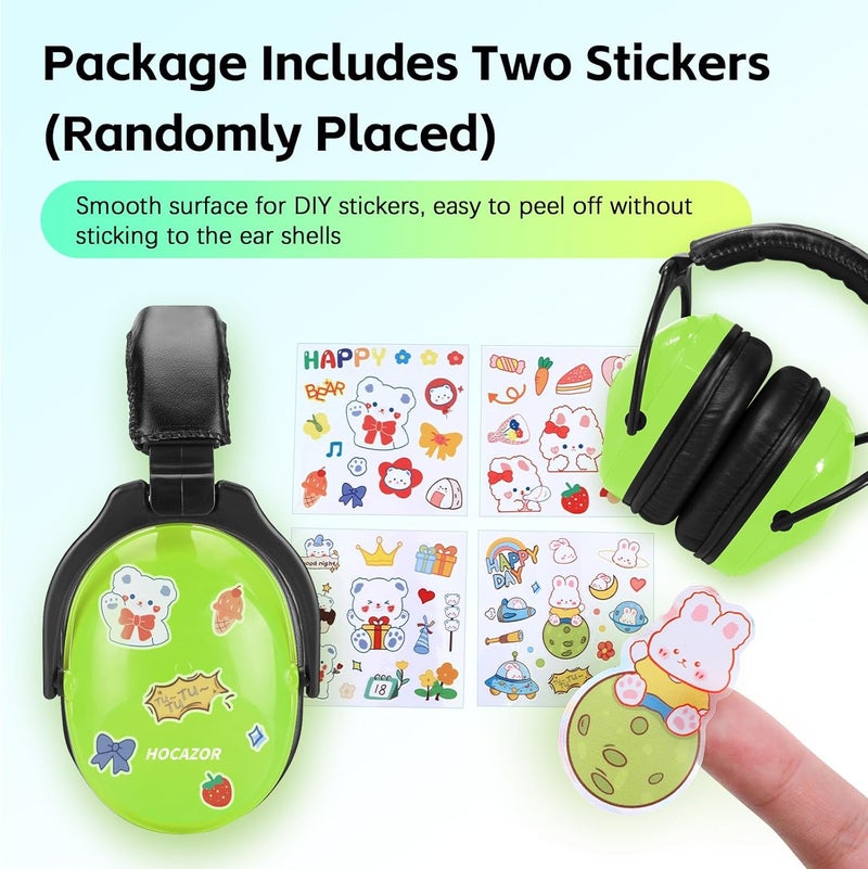 Hocazor 2 Pack HZ015 Kids Ear Protection Safety Earmuffs Durable Noise Cancelling Headphones, green+green - Image 4